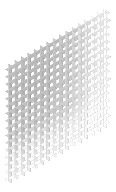 3D Documentation Image of WallBaffles Acoustic AutexUK Frontier Fin Axis