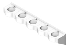 3D Shaded Image of Basin WallHung Britex Curveline MultiBasin TimeflowTap FiveStations