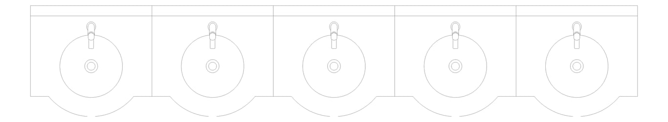 Plan Image of Basin WallHung Britex Curveline MultiBasin TimeflowTap FiveStations