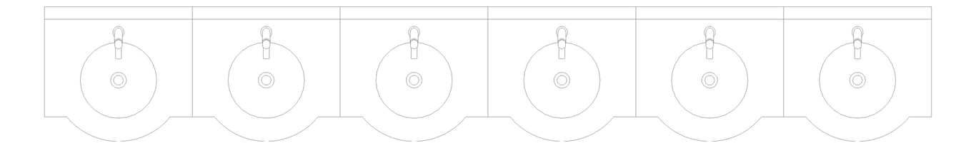 Plan Image of Basin WallHung Britex Curveline MultiBasin TimeflowTap SixStations