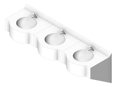 3D Shaded Image of Basin WallHung Britex Curveline MultiBasin TimeflowTap ThreeStations