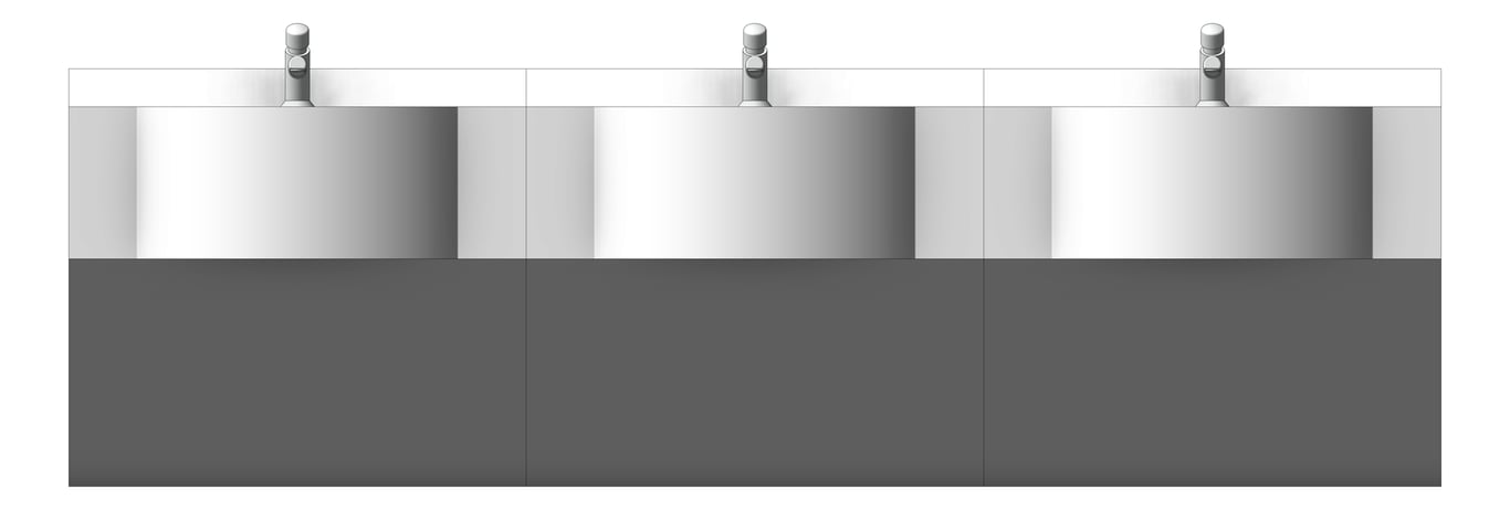 Front Image of Basin WallHung Britex Curveline MultiBasin TimeflowTap ThreeStations
