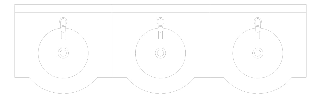 Plan Image of Basin WallHung Britex Curveline MultiBasin TimeflowTap ThreeStations