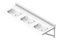3D Shaded Image of Basin WallHung Britex MultiBasin ThreeStations