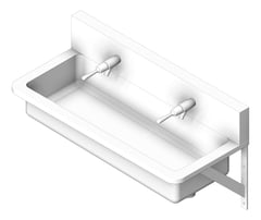 3D Shaded Image of Trough WallHung Britex HandWash FrontLeverTap