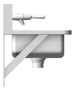 Left Image of Trough WallHung Britex HandWash FrontLeverTap