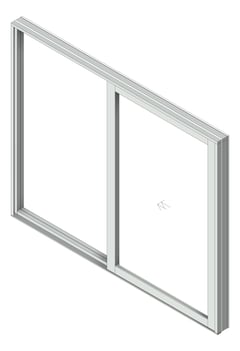 3D Shaded Image of Door Sliding Capral AGS 225 1P RecessedTrack