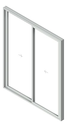 3D Shaded Image of Door Sliding Capral AGS 900 2P Bypass