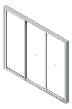 3D Shaded Image of Door Sliding Capral AGS 900 3P XXO