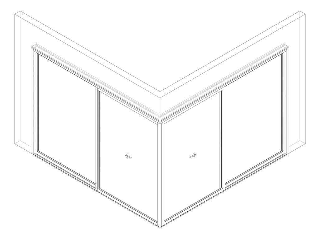 3D Documentation Image of Door Sliding Capral AGS 900 CornerExt 4P ExtSliding