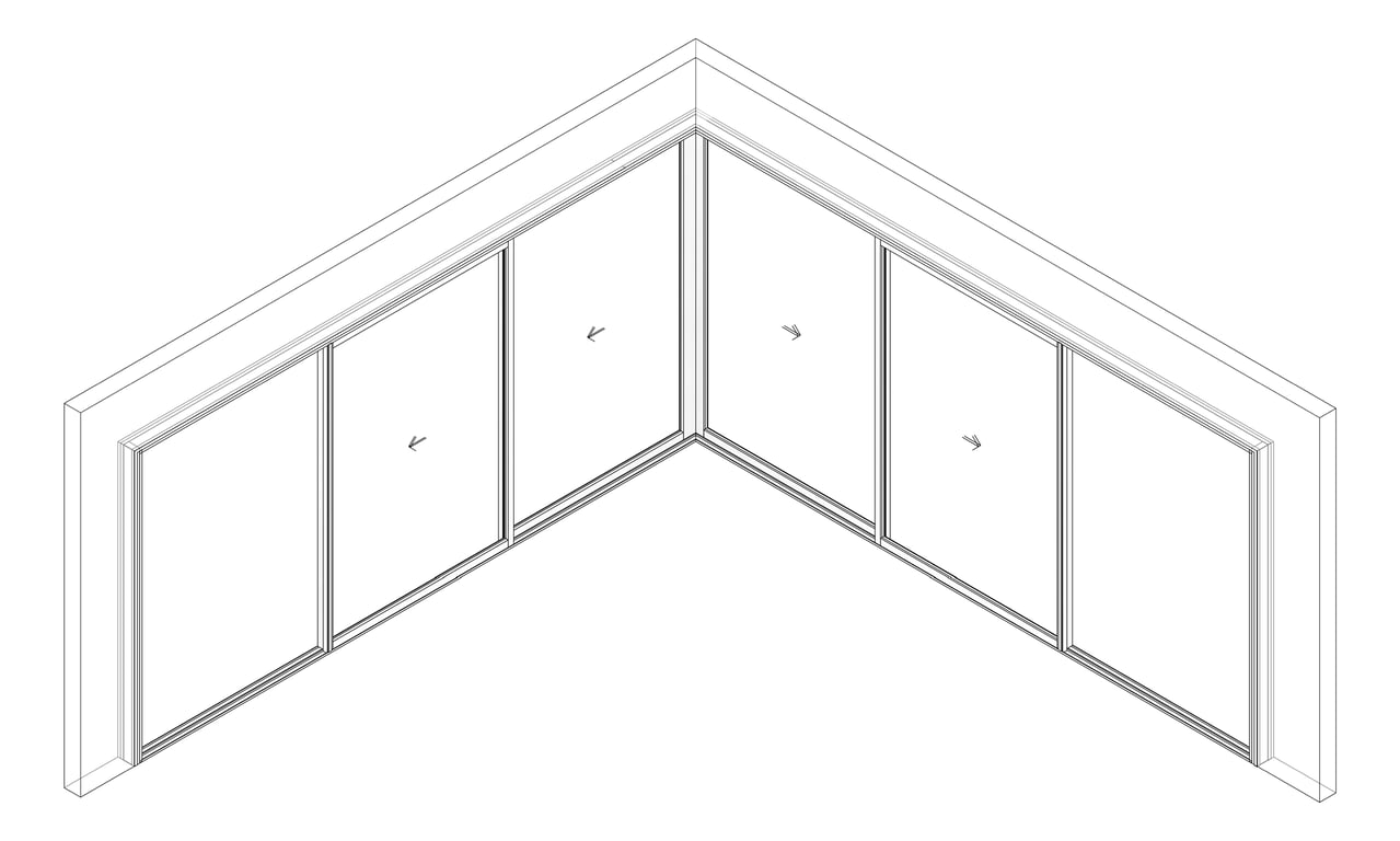 3D Documentation Image of Door Sliding Capral AGS 900 CornerInt Recessed 4P