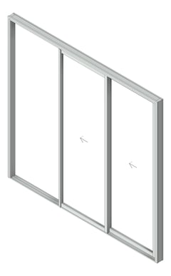 3D Shaded Image of Door Sliding Capral AGS 900 Recessed 2P