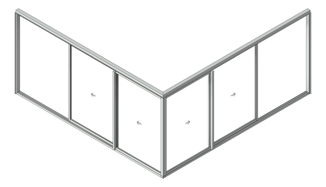 3D Shaded Image of Door Sliding Capral Artisan 994TH CornerExt Recessed 4P