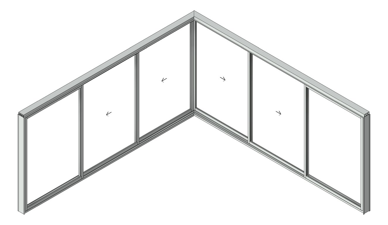 3D Shaded Image of Door Sliding Capral Artisan 994TH CornerInt 6P
