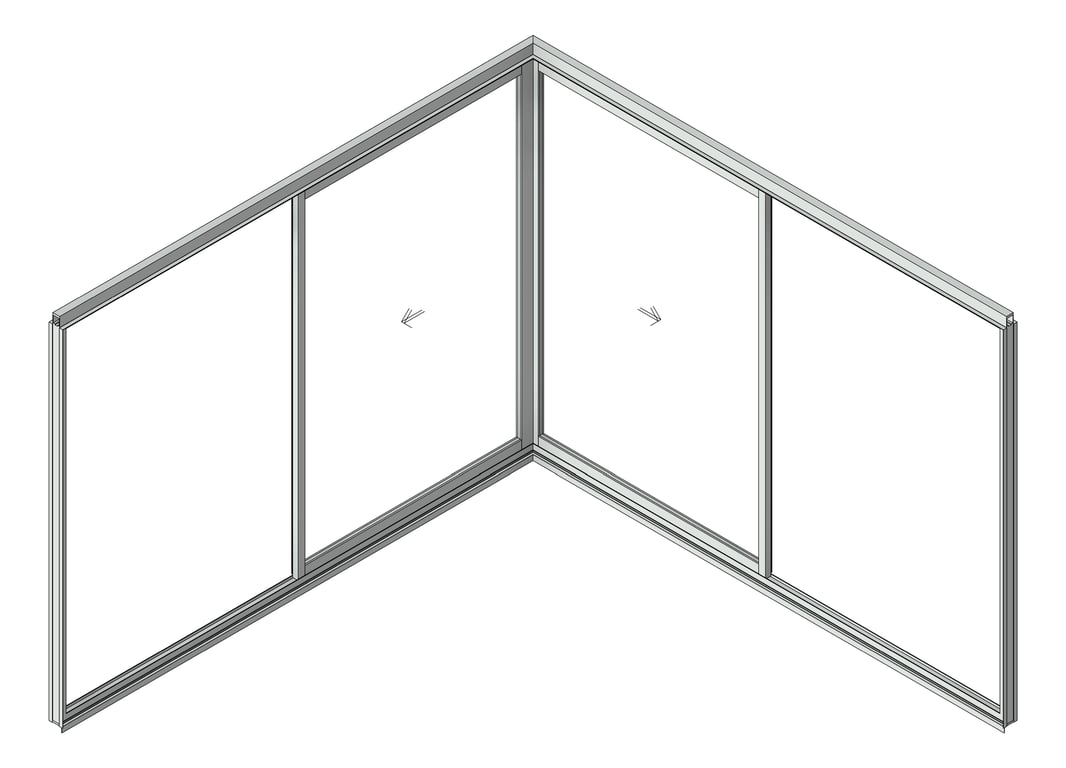 3D Shaded Image of Door Sliding Capral Artisan 994TH CornerInt Recessed 2P