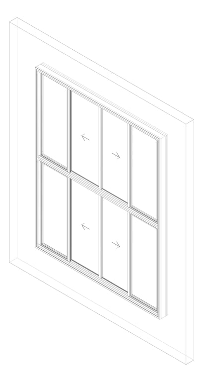 3D Documentation Image of Window Sliding Capral AGS 480 OXXOTOXXO