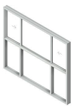 3D Shaded Image of Window Sliding Capral AGS 480 XOXTOOO