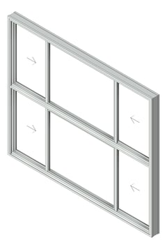 3D Shaded Image of Window Sliding Capral AGS 480 XOXTXOX