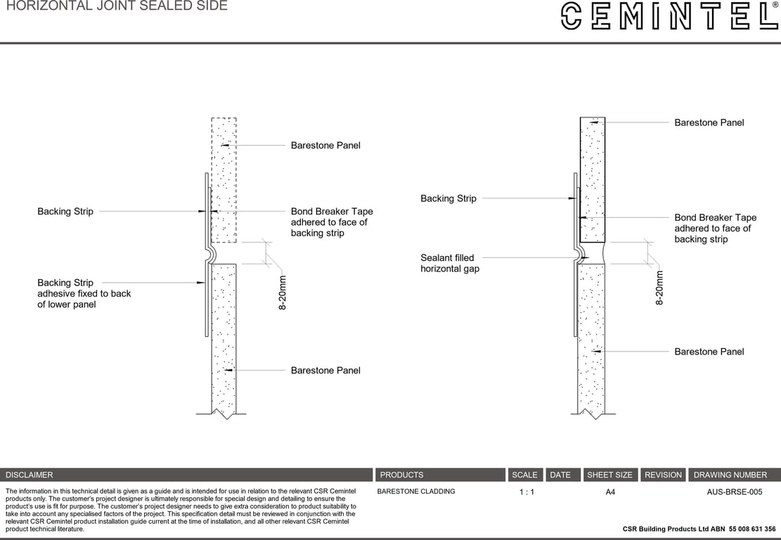 Navigate to AUS-BRSE-005 - HORIZONTAL JOINT SEALED SIDE