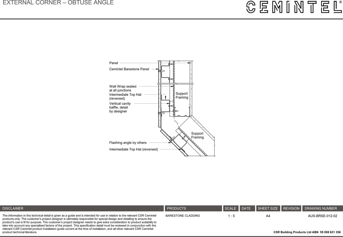  Image of AUS-BRSE-012-02 - EXTERNAL CORNER – OBTUSE ANGLE