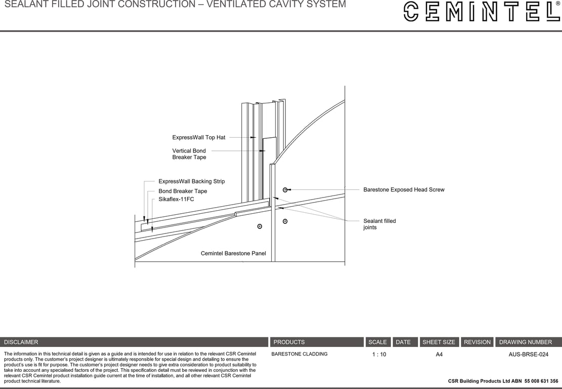 Navigate to AUS-BRSE-024 - SEALANT FILLED JOINT CONSTRUCTION – VENTILATED CAVITY SYSTEM