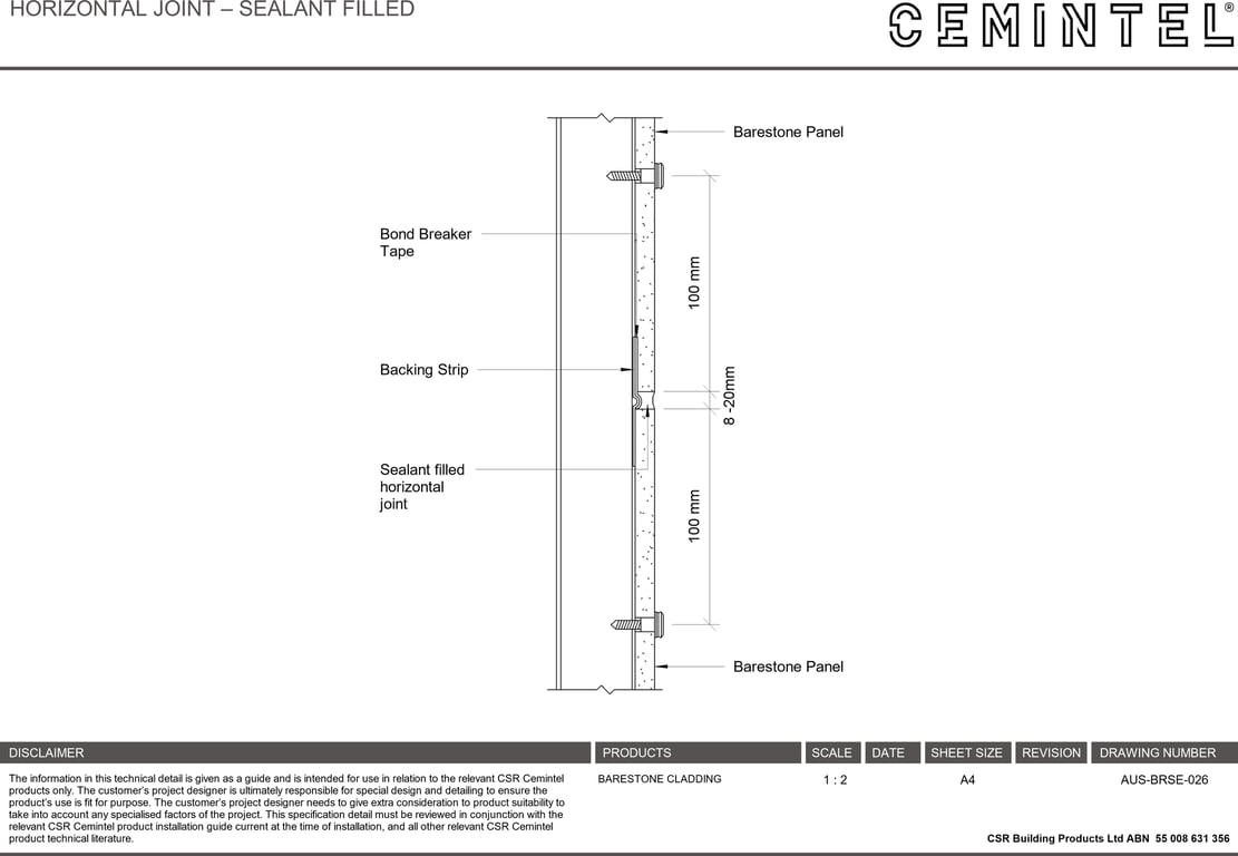 Navigate to AUS-BRSE-026 - HORIZONTAL JOINT – SEALANT FILLED