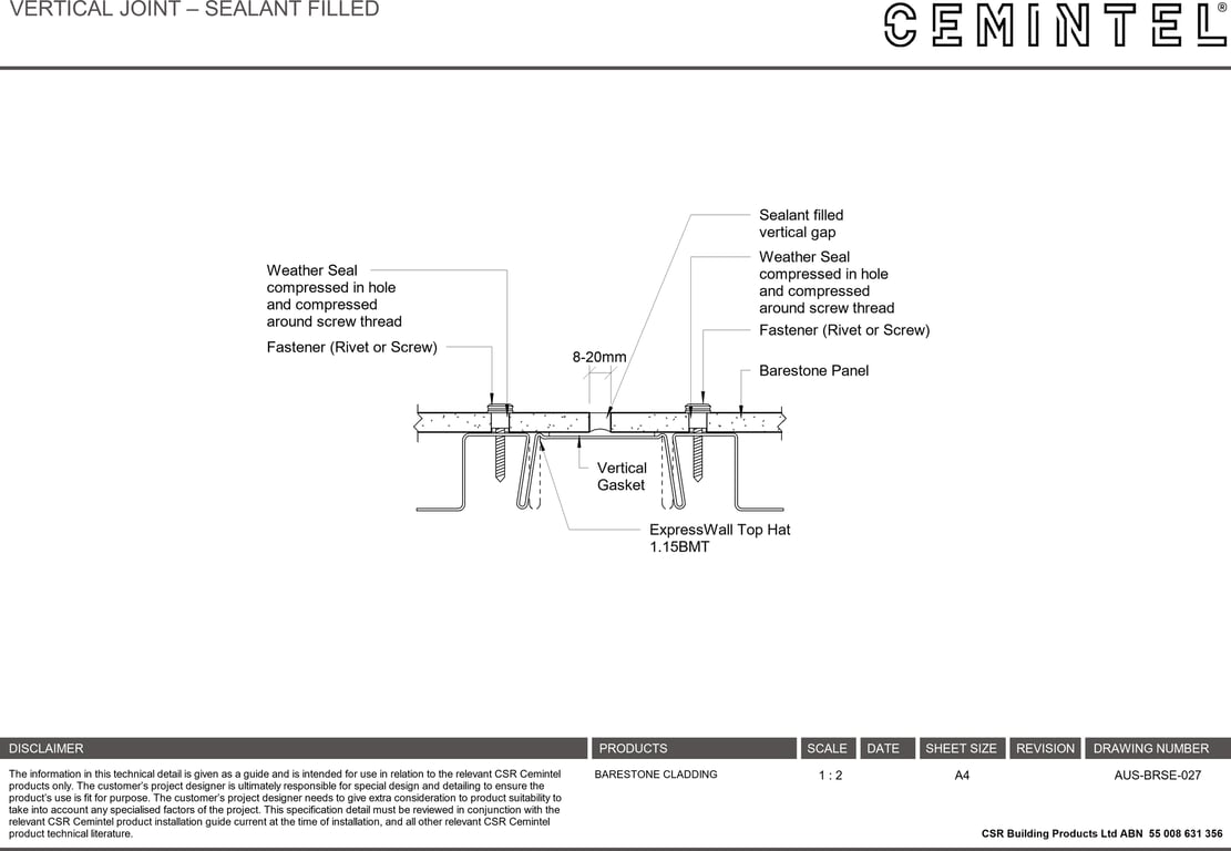 Navigate to AUS-BRSE-027 - VERTICAL JOINT – SEALANT FILLED