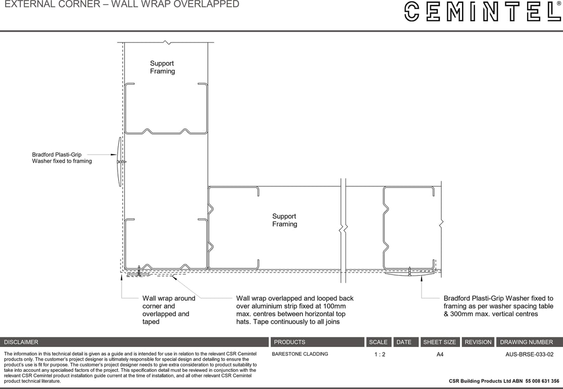Navigate to AUS-BRSE-033-02 - EXTERNAL CORNER – WALL WRAP OVERLAPPED