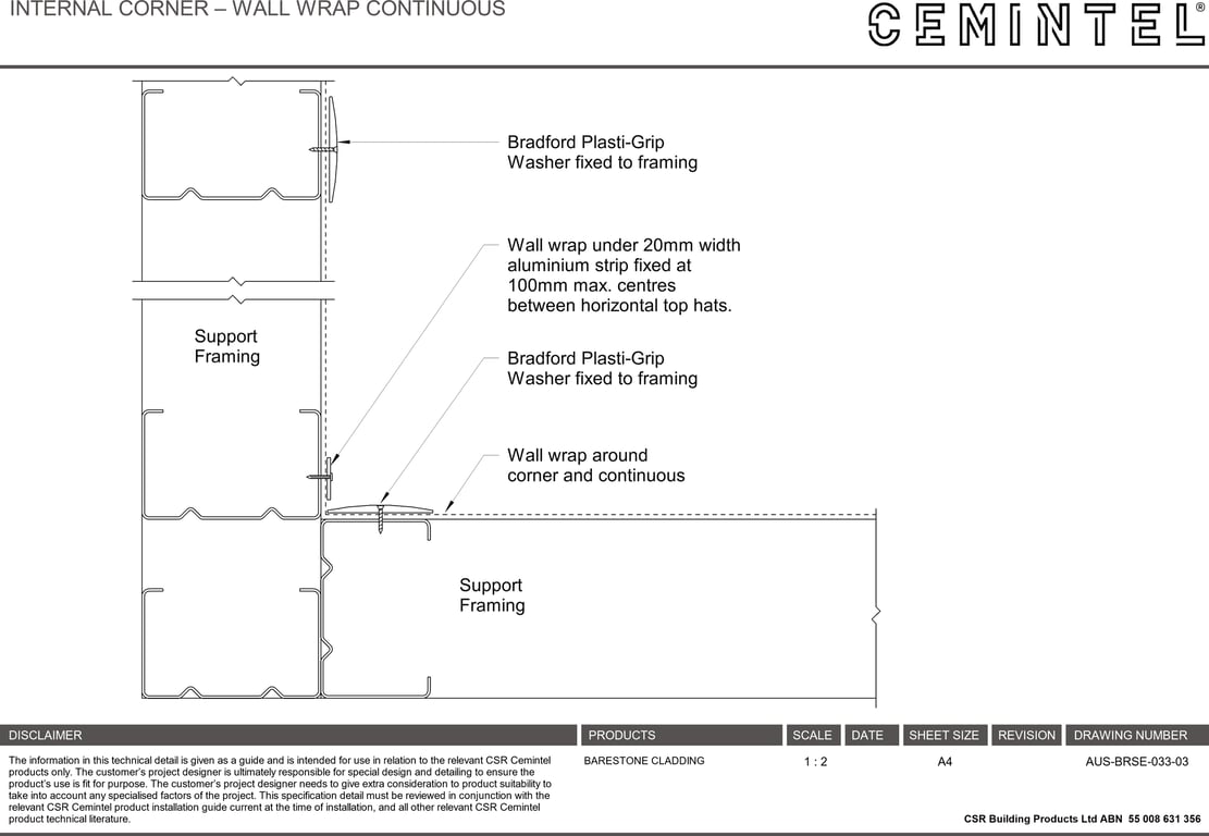Navigate to AUS-BRSE-033-03 - INTERNAL CORNER – WALL WRAP CONTINUOUS