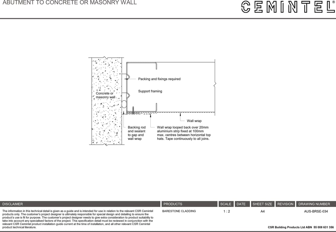 Navigate to AUS-BRSE-034 - ABUTMENT TO CONCRETE OR MASONRY WALL