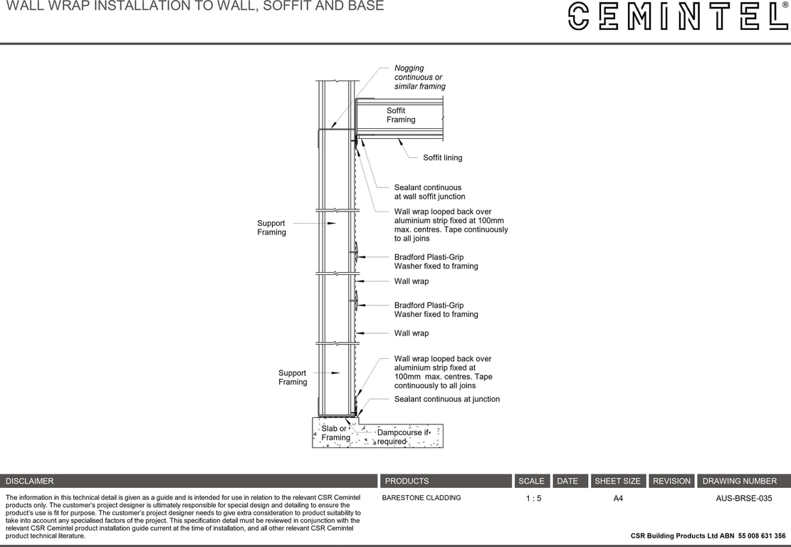 Navigate to AUS-BRSE-035 - WALL WRAP INSTALLATION TO WALL, SOFFIT AND BASE