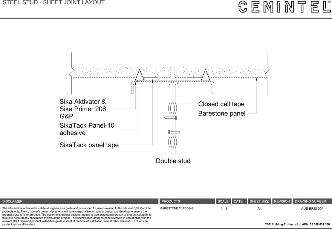 Navigate to AUS-BRSI-004 - STEEL STUD - SHEET JOINT LAYOUT