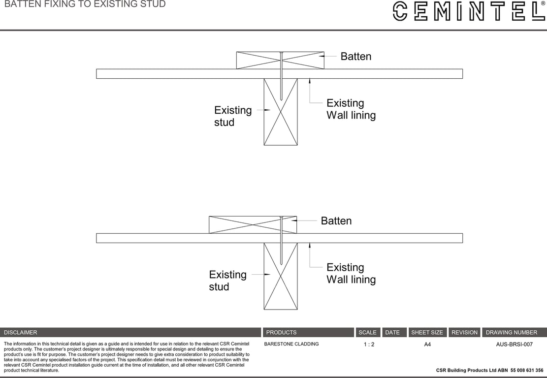 Navigate to AUS-BRSI-007 - BATTEN FIXING TO EXISTING STUD