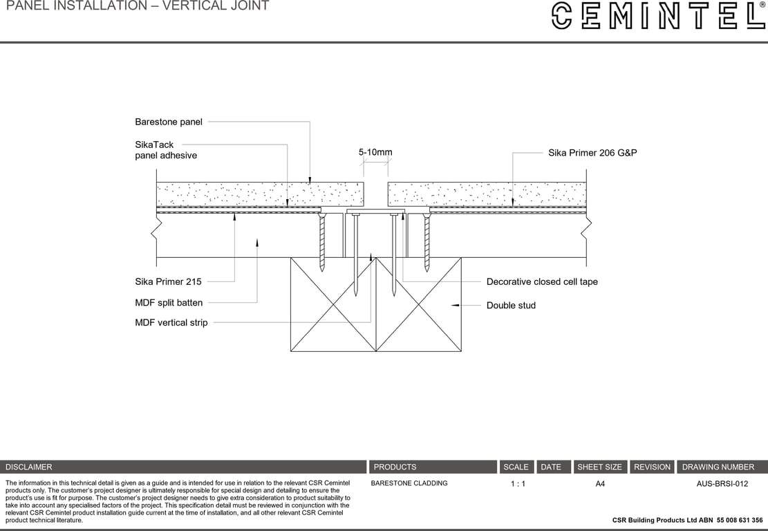 Navigate to AUS-BRSI-012 - PANEL INSTALLATION – VERTICAL JOINT