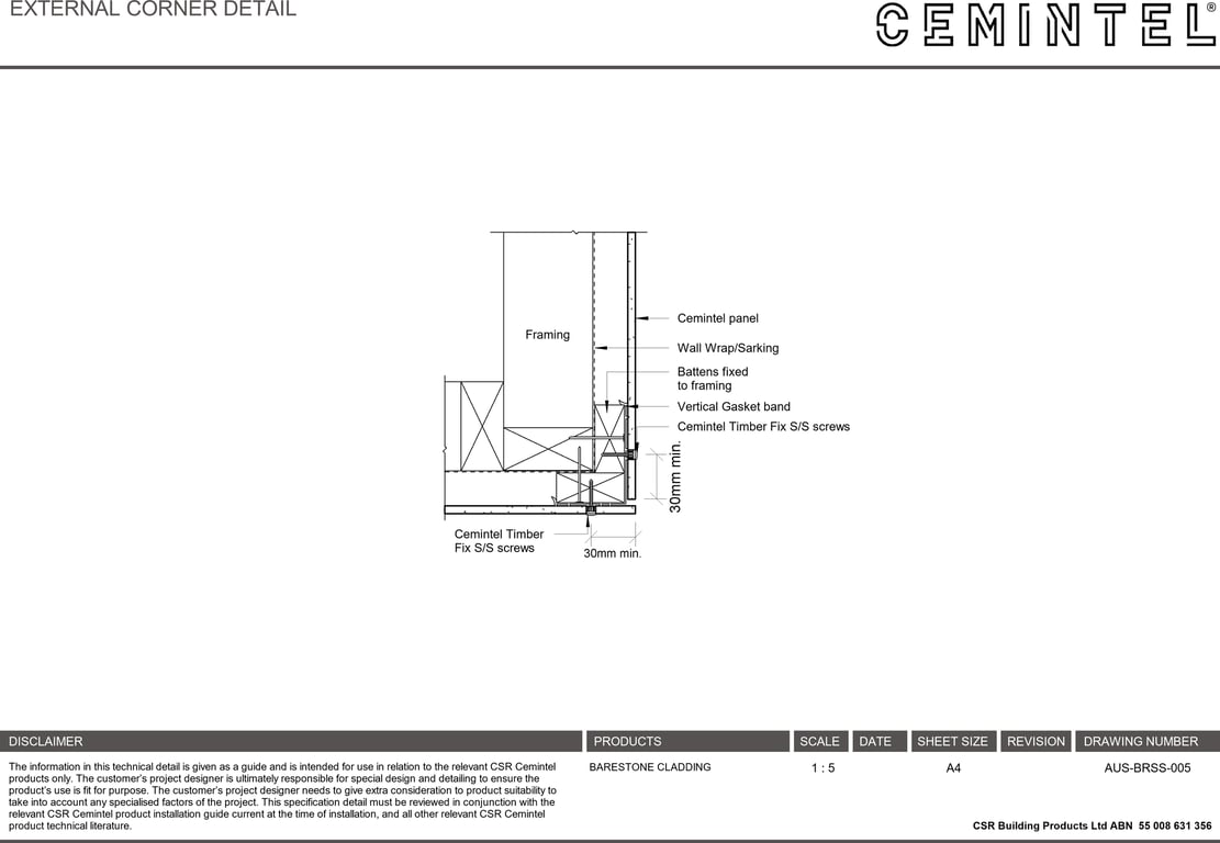 Navigate to AUS-BRSS-005 - EXTERNAL CORNER DETAIL