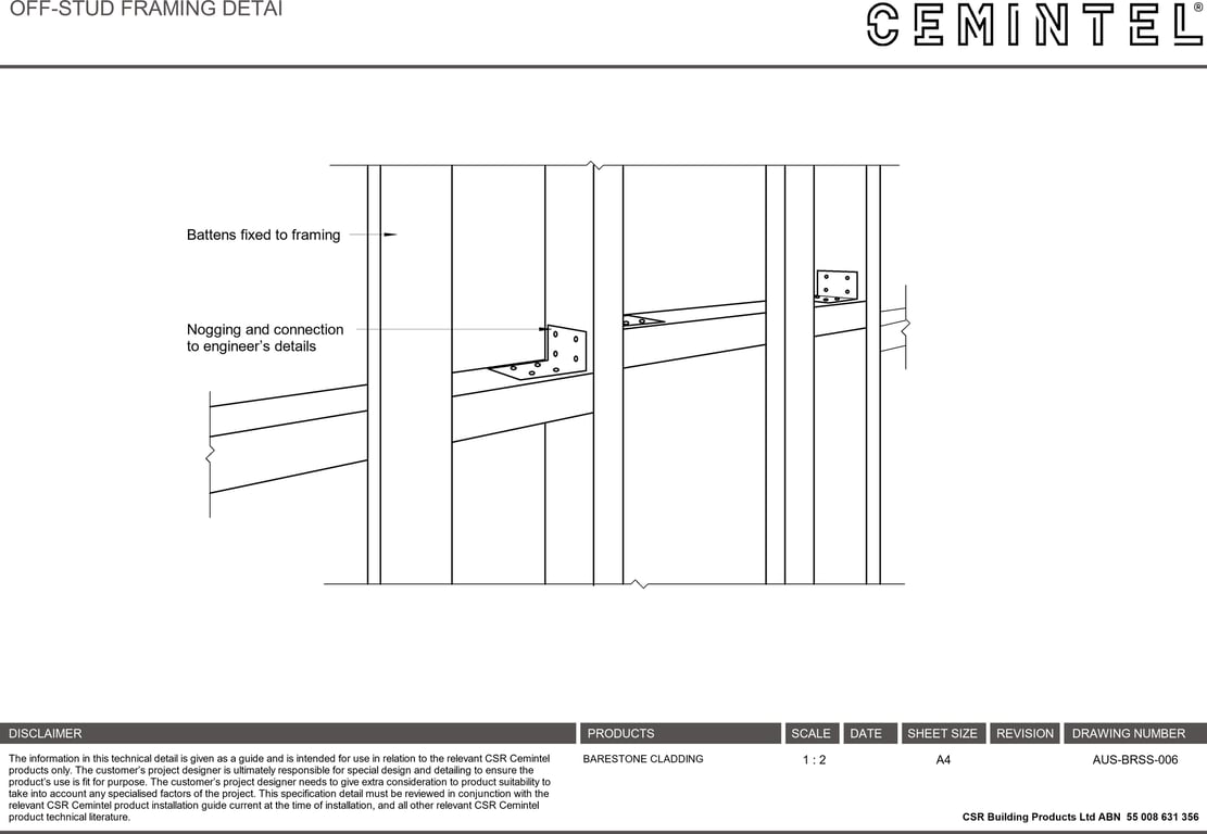 Navigate to AUS-BRSS-006 - OFF-STUD FRAMING DETAI