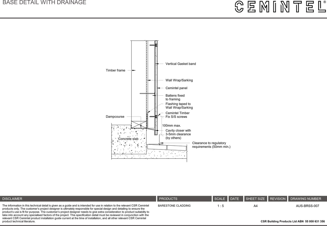 Navigate to AUS-BRSS-007 - BASE DETAIL WITH DRAINAGE