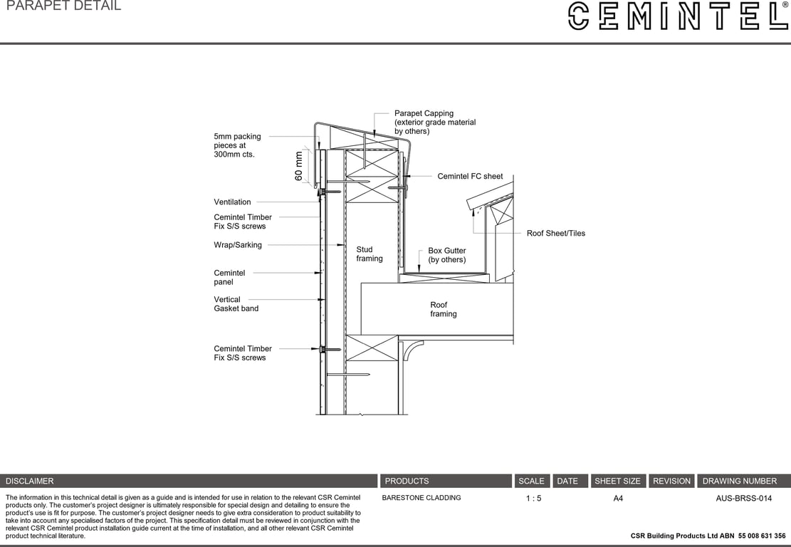 Navigate to AUS-BRSS-014 - PARAPET DETAIL