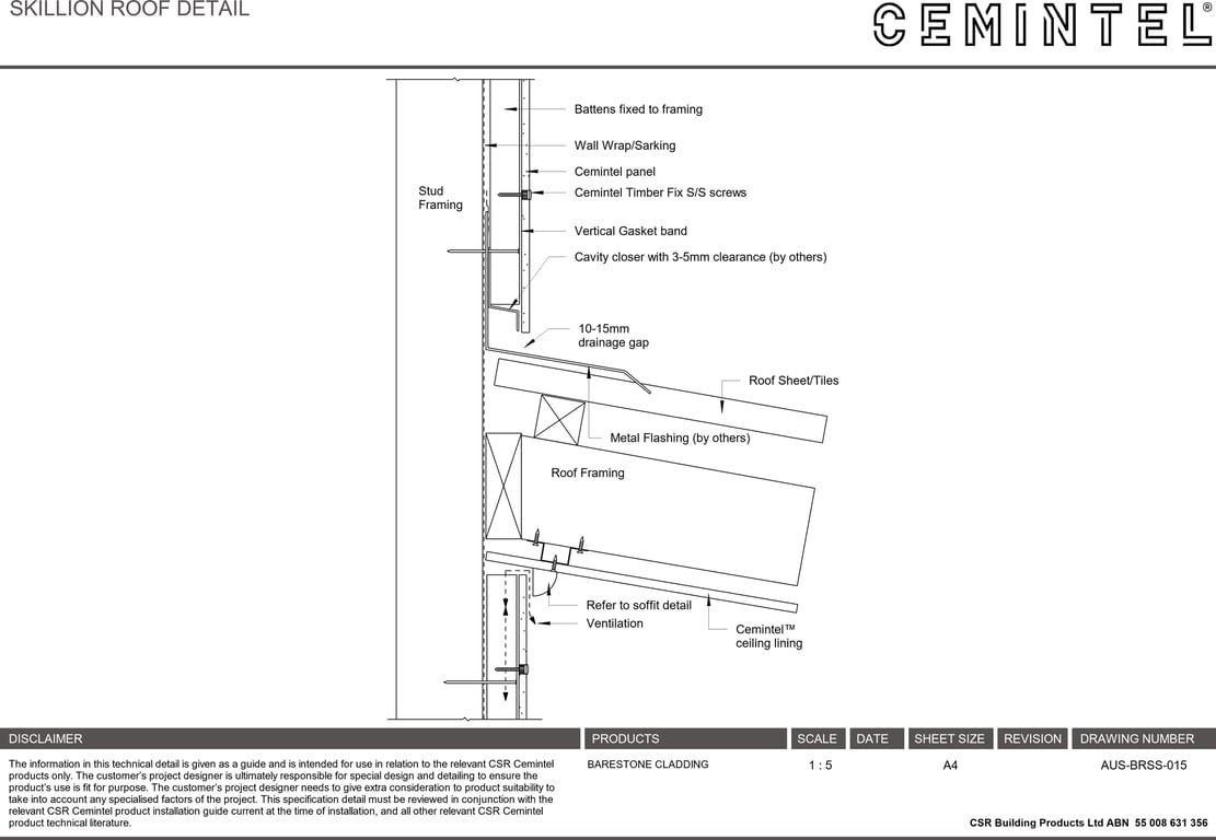 Navigate to AUS-BRSS-015 - SKILLION ROOF DETAIL