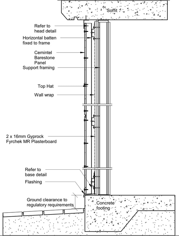 Navigate to Barestone External - Typical Barestone External Fire Rated Installation- Pressure Equalized Ventilated Cavity System