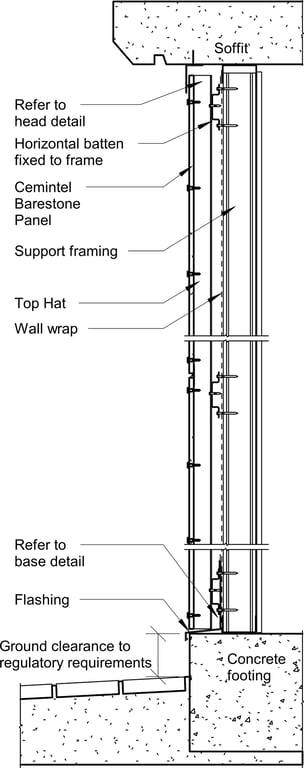 Navigate to Barestone External - Typical Barestone External Wall System Cross Section for Steel Framing