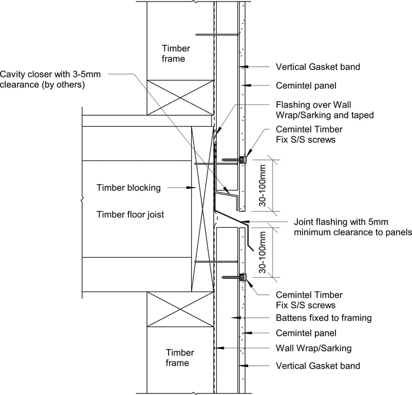  Image of Barestone Surround Timber Battens - Inter-Storey Junction Detail