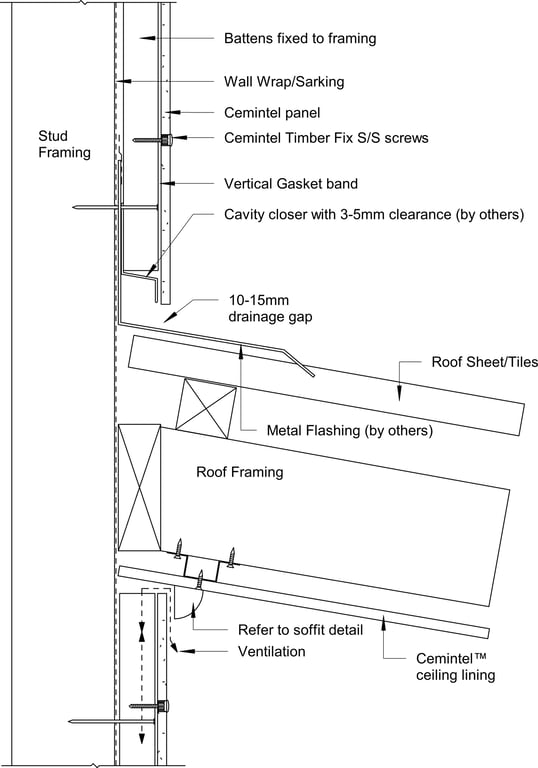  Image of Barestone Surround Timber Battens - Skillion Roof Detail