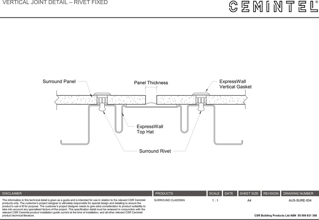 Navigate to AUS-SURE-004 - VERTICAL JOINT DETAIL – RIVET FIXED