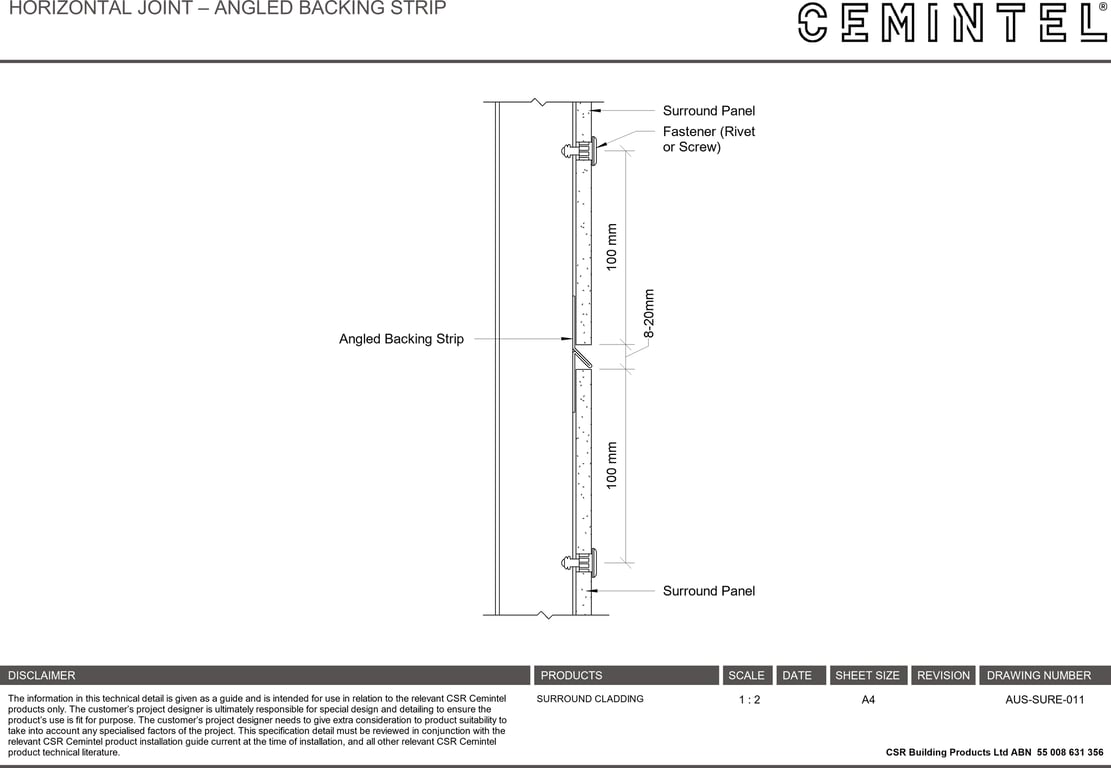 Navigate to AUS-SURE-011 - HORIZONTAL JOINT – ANGLED BACKING STRIP