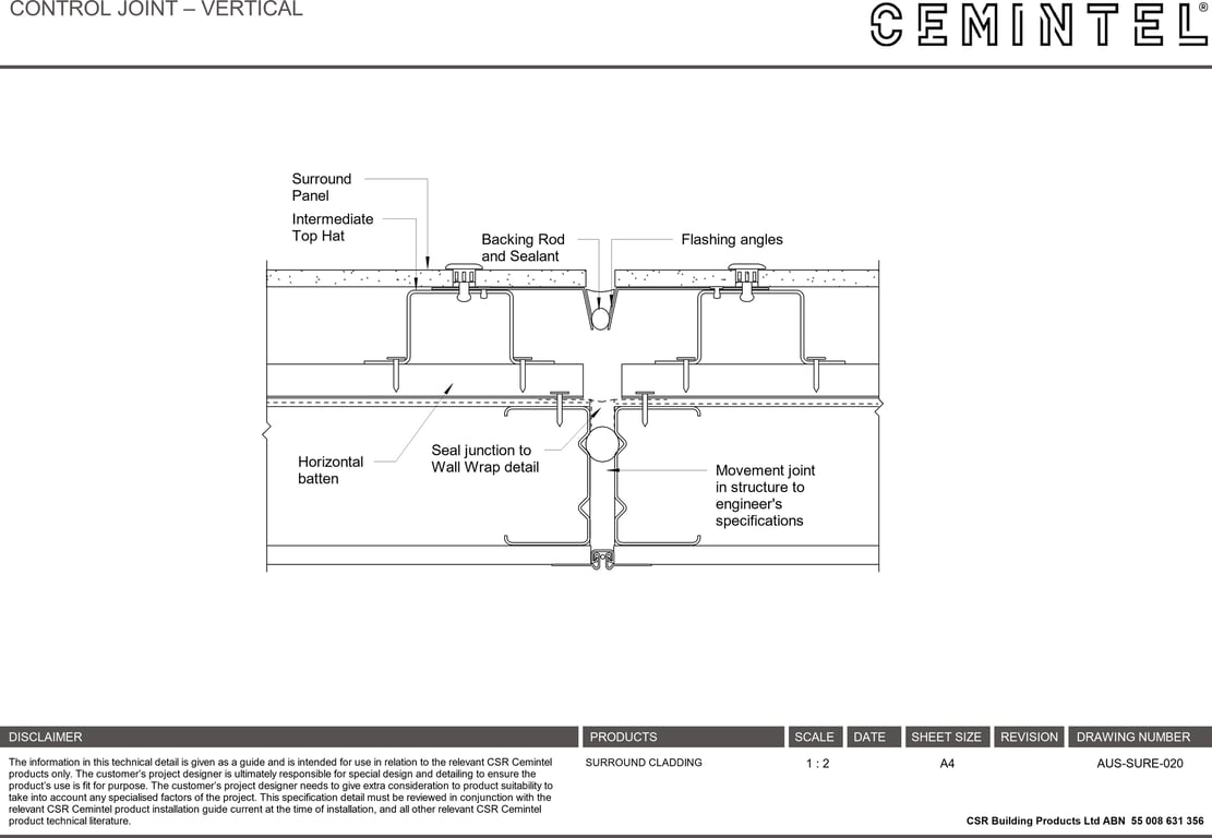 Navigate to AUS-SURE-020 - CONTROL JOINT – VERTICAL