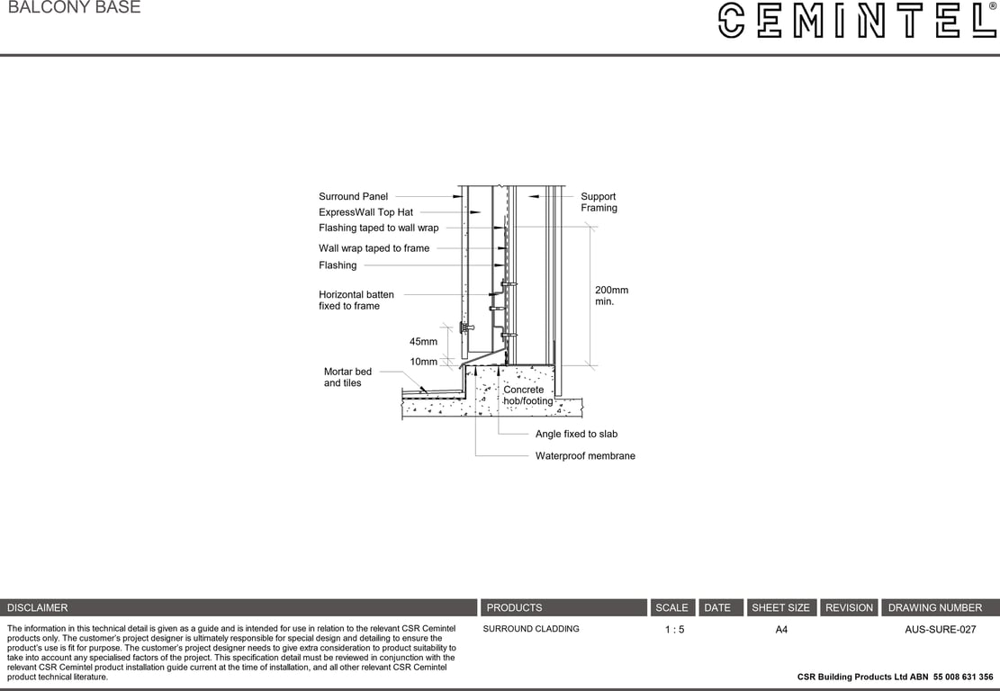 Navigate to AUS-SURE-027 - BALCONY BASE