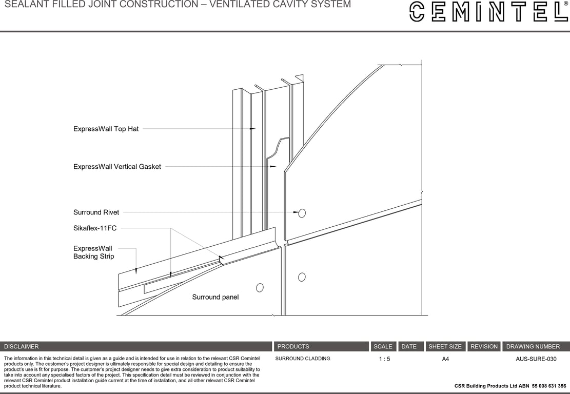 Navigate to AUS-SURE-030 - SEALANT FILLED JOINT CONSTRUCTION – VENTILATED CAVITY SYSTEM