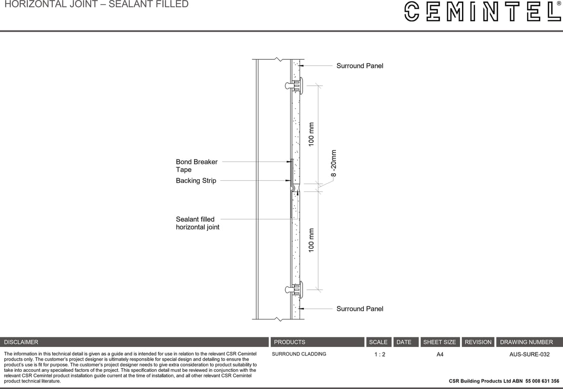 Navigate to AUS-SURE-032 - HORIZONTAL JOINT – SEALANT FILLED
