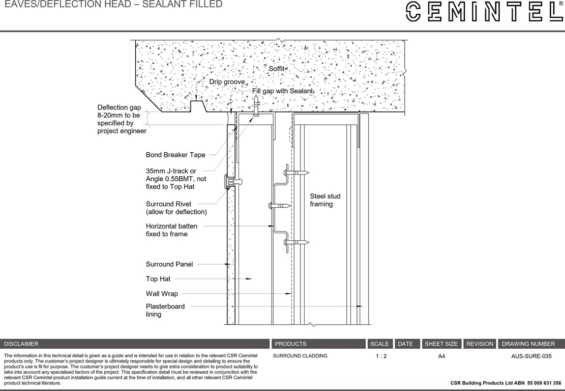 Navigate to AUS-SURE-035 - EAVES-DEFLECTION HEAD – SEALANT FILLED